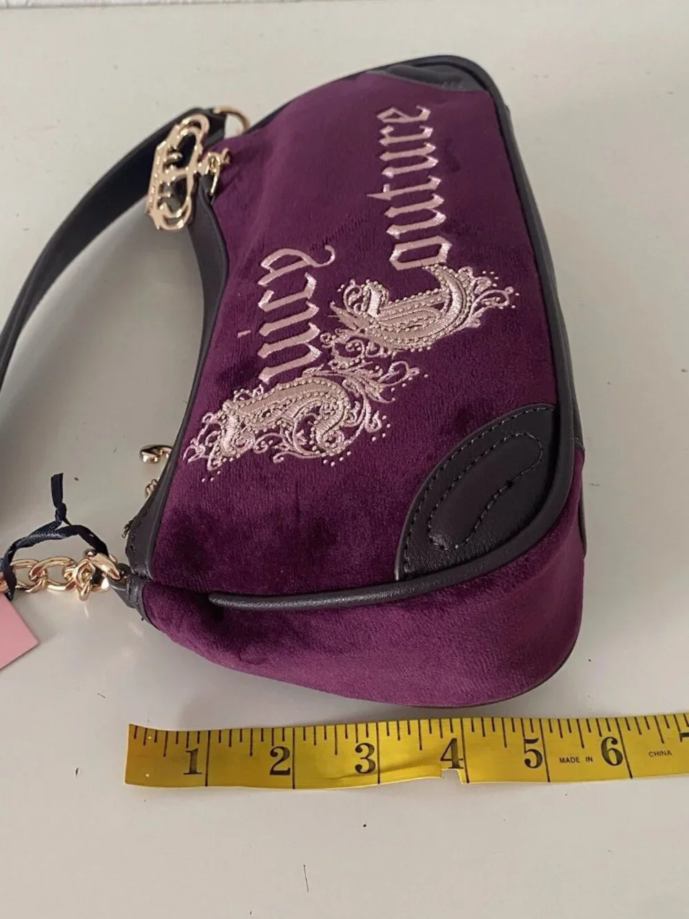 Juicy Couture Juicy Renaissance Shoulder Bag Pickled Beet W/Charm Crown Velvet
